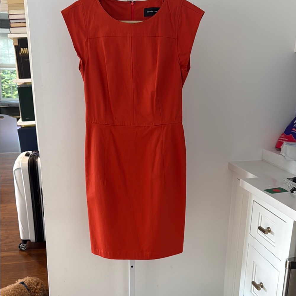 Derek Lam Bright Orange Cap-Sleeve Sheath Dress